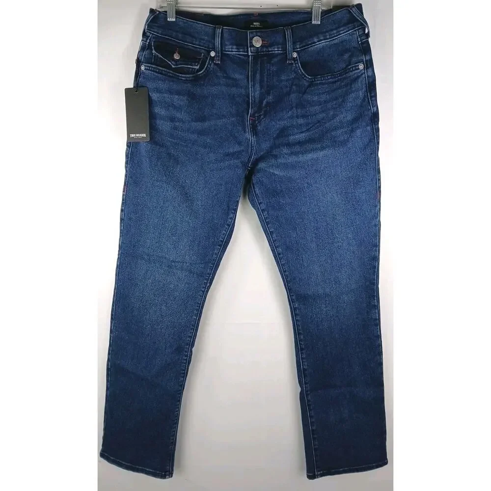 True Religion Blue Jeans Ricky SN Flap Straight Men's US Size 34 New With Tags